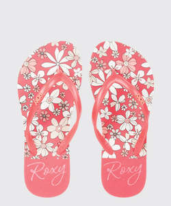 Girls Boys Jandals: Roxy Girls RG Viva Stamp Thong - Pink/Raspberry
