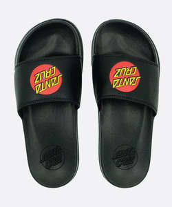 Girls Boys Jandals: Santa Cruz Outer Classic Dot Slides - Black