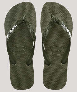 Girls Boys Jandals: Havaianas Kids Brazil Logo Filete 1598 - Moss/White