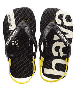 Girls Boys Jandals: Havaianas Baby Logomania Kids Jandals - Black