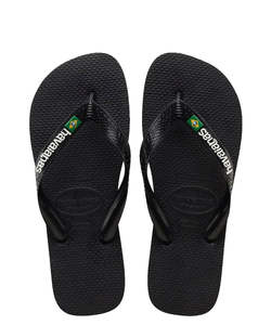 Girls Boys Jandals: Havaianas Kids Brazil Logo 1069 Black