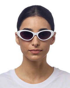 Womens Accessories: Okkia Lina Small Cat Eye Sunglasses - Optical White