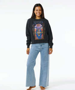 Womens Hoodies Sweatshirts: Rip Curl Alchemy Relaxed Crew. - Washed Black