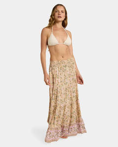 Roxy Womens Garland Radiant Sun Maxi Skirt - Stone