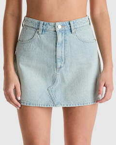 Womens Skirts: Wrangler Repair Mini Skirt - Sun Bleached