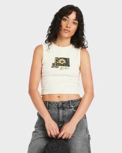 Womens T Shirts Tees: RVCA Garden Classic Tank - Antique White