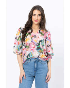 Womens Tops Shirts Blouses: Seeking Lola Graceful Top - Canvas Pop