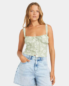 Womens Tops Shirts Blouses: Roxy Womens Blossom Tank Top - Sage