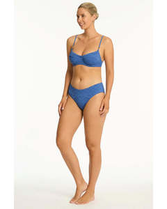 Womens Swimwear: Sea Level Toscana Mid Bikini Pant - Denim Blue