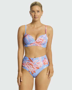 Womens Swimwear: Sea Level Indochine High Waist Gathered Side Pant - Light Blue