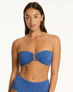 Womens Swimwear: Sea Level Toscana U Bar Bandeau Top - Denim Blue