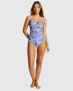 Sea Level Palmera Wrap Front DD/E Cup One Piece - Blue