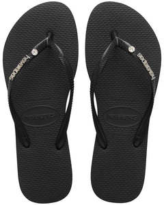Womens Footwear: Havaianas Slim Logo Metal Crystal SW II - Black