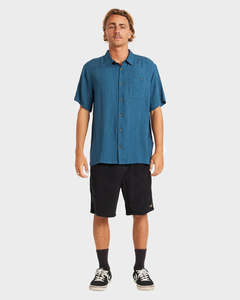 Men: Billabong Mens Ricardo Short Sleeve Shirt - Real Teal
