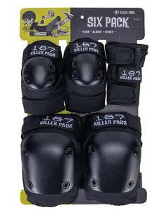 187 Killer Pads Six Pack Jr S/M - Black