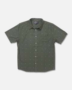 Mens Shirts: Salty Crew Breezer Perf Button Up Shirt - Four Leaf Clover