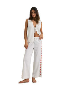 Women: Rhythm Melia Floral Embroidered Beach Pant - White