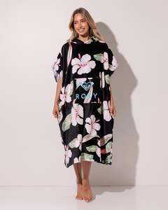 Women: Roxy Stay Magical Printed Hooded Towel - Anthracite Spring Charming