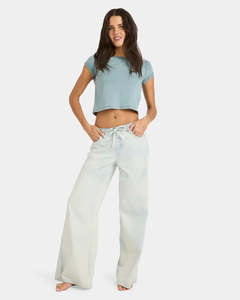 Womens Jeans: Billabong Jade Saltwashed Elastic Womens Pant - Blue Mist