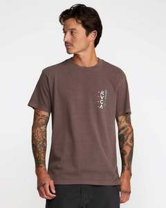 Mens T Shirts Polos: RVCA Mens Mel G Flora SS T-shirt - Mocha