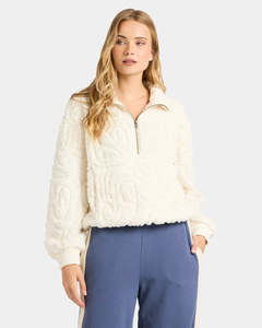 Billabong Le Love Half Zip Womens Crew - Salt Crystal