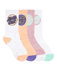 Santa Cruz Other Dot Girls Crew Sock 4Pk - Pink-White-Orange