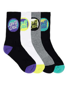 Sant Cruz Bold Shadow Dot Crew Boys Socks 4Pk - Stone Wash Indigo