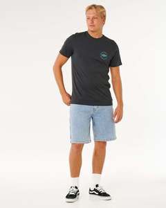 Mens T Shirts Polos: Rip Curl Mens Staple Tee - Washed Black