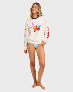 Womens Hoodies Sweatshirts: Billabong Lottie Hall Womens Crew Sweater - Salt Crystal