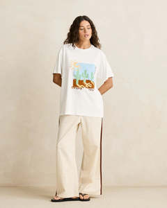 Womens T Shirts Tees: Rhythm Vintage Desert Oversized T-Shirt - Vintage White