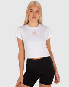 Womens T Shirts Tees: Unit Ladies Tees - Porter Baby - White