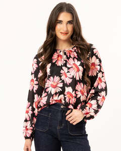 Womens Tops Shirts Blouses: Seeking Lola Connected Blouse - Bold Rosette