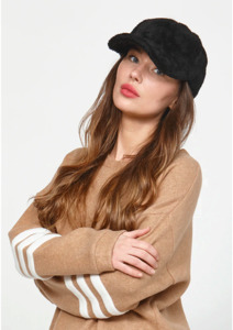 Womens Hats Beanies: Leo+Be Fluffy Cap - Black