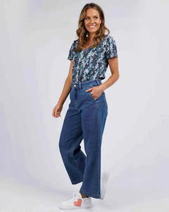 Elm Izzy Wide Leg Jeans - Blue Denim
