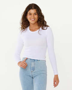 Rip Curl Classic Ribbed L/S Tee - Optical White