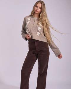 Rhythm Blanca Floral Crop Cardigan - Natural