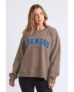 Womens Hoodies Sweatshirts: Foxwood Interval Crew - Brown with Blue