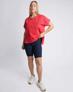 Womens T Shirts Tees: Foxwood Throw On S/S Tee - Red