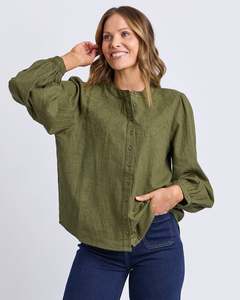 Womens Tops Shirts Blouses: Foxwood Eleanor Top - Winter Moss