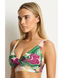Sea Level Abyss Cross Front Multifit Bra Top - Moss