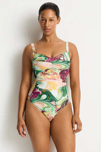 Sea Level Abyss Twist Front Multifit One Piece - Moss