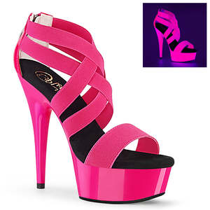 PLEASER DELIGHT-669UV NEON H. PINK ELASTIC BAND-PAT/NEON H. P.