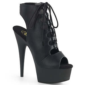 On Sale Heels: PLEASER DELIGHT-600-20 BLK FAUX LEATHER/BLK MATTE