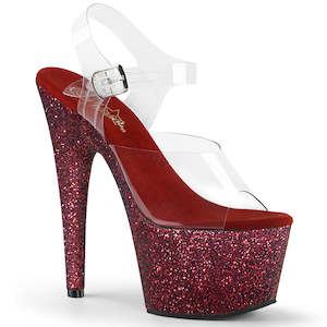7: PLEASER ADORE-708HMG CLR/BURGUNDY MULTI GLITTER