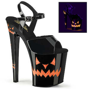 8: PLEASER XTREME-809JOL BLK PAT/BLK-NEON ORANGE