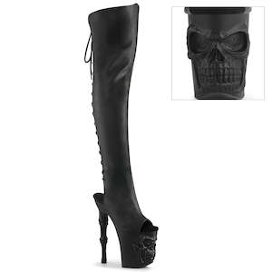 8: PLEASER RAPTURE-3019 BLK FAUX LEATHER/BLK MATTE