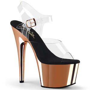 On Sale Heels: PLEASER ADORE-708 CLR/ROSE GOLD CHROME - IN STOCK - ON SALE