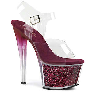 On Sale Heels: PLEASER SKY-308G-T CLR/BERRY GLITTER INSERTS - IN STOCK - ON SALE