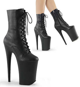 On Sale Heels: PLEASER INFINITY-1020 BLK FAUX LEATHER/BLK MATTE - IN STOCK - ON SALE