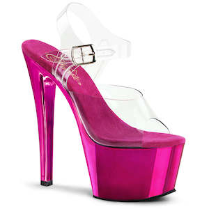 On Sale Heels: PLEASER SKY-308 CLR/H. PINK CHROME - SECONDS